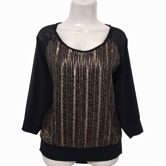 Express - Sequined Long Sleeves Blouse - Picture 1 of 15